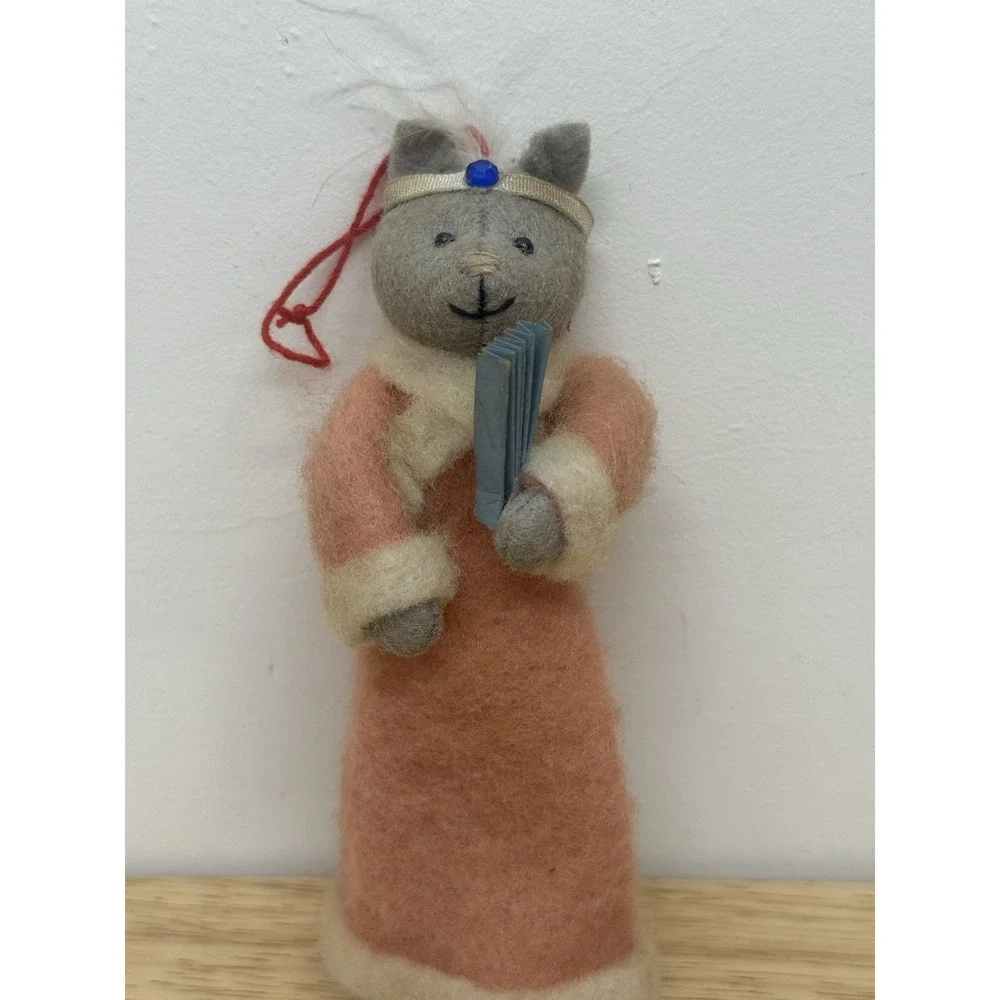 Heart Felts Midwest Cannon Falls‎ Fancy Cat Ornament Pink Gray 1920s Flapper #14